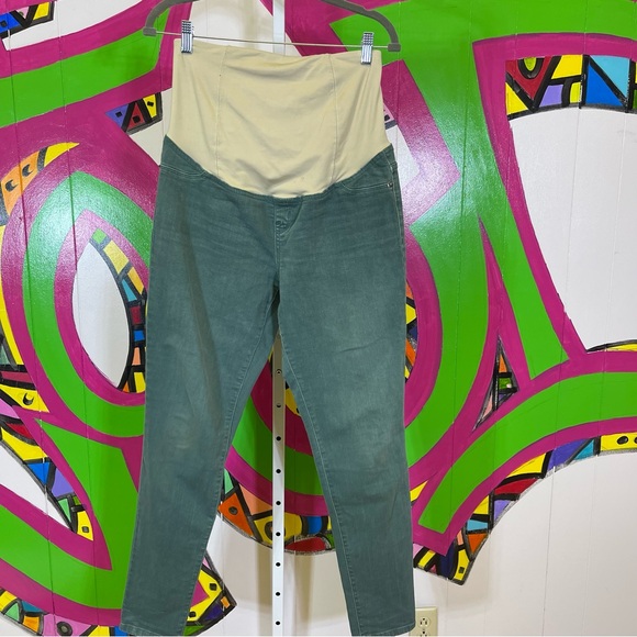 Isabel Maternity by Ingrid & Isabel Denim - Isabel Maternity, Skinny Over the Belly Jeans, Green Blue Color. Size 6.